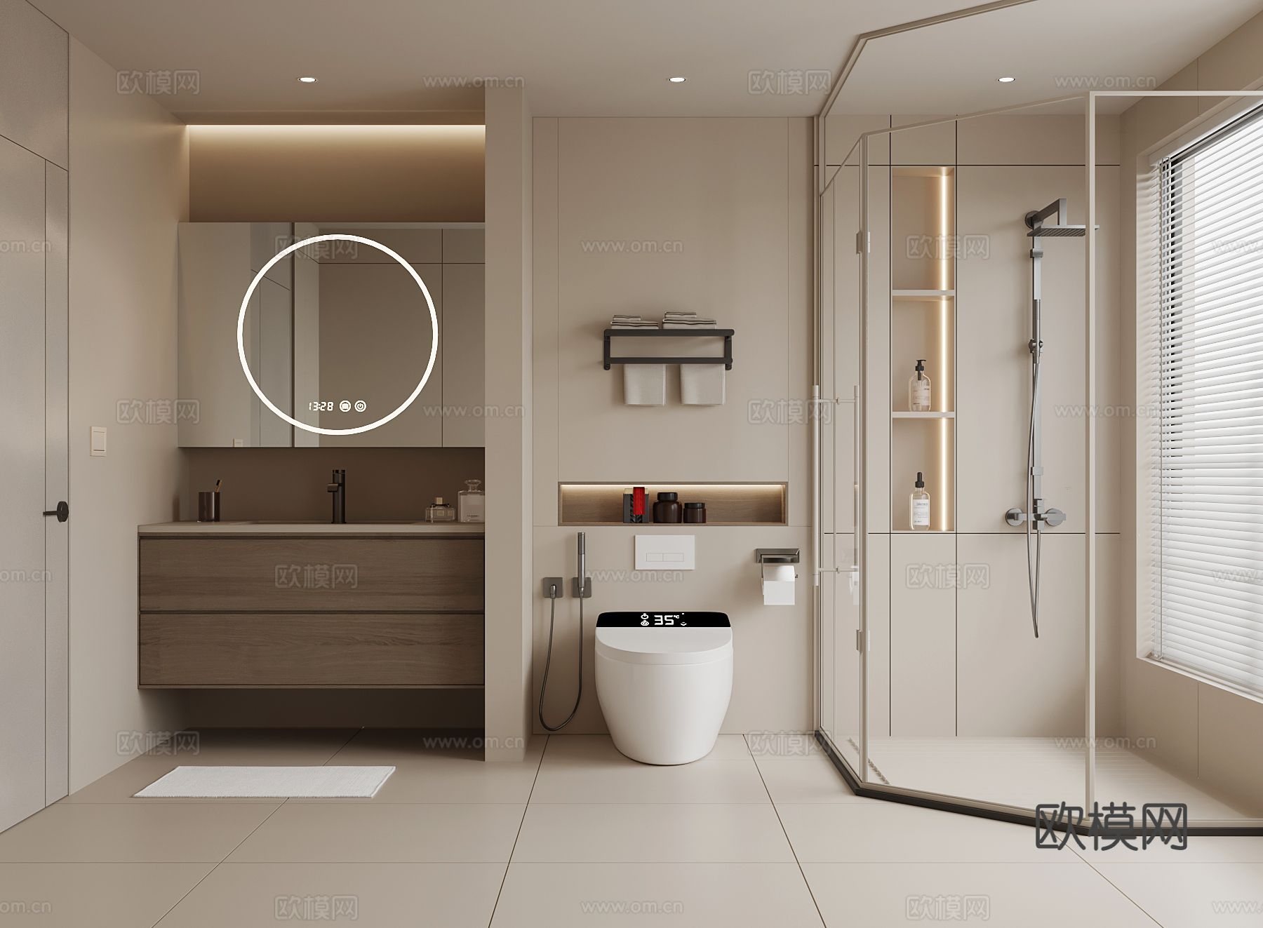 现代卫生间 浴室柜 卫浴用品su模型