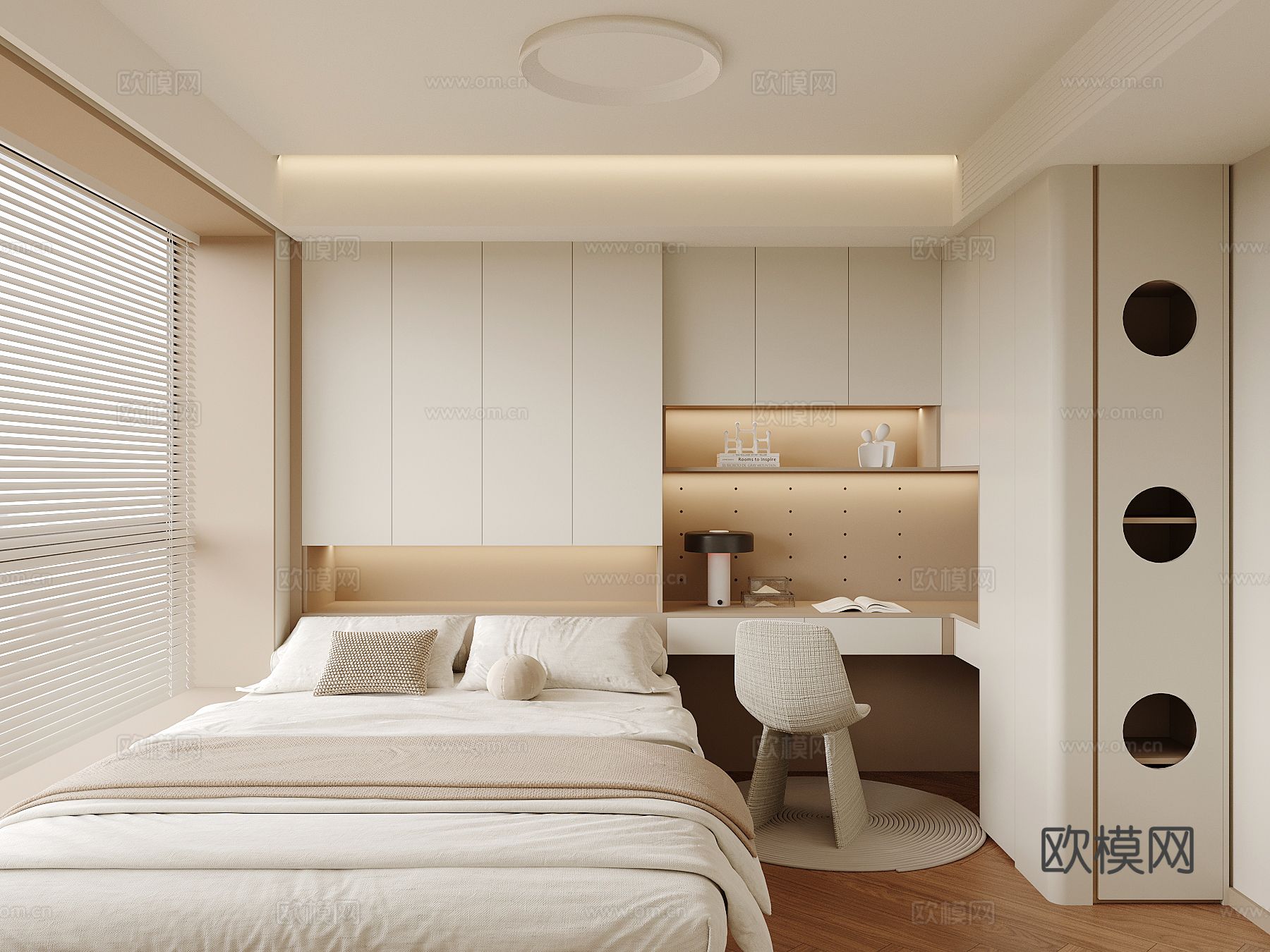 现代榻榻米卧室su模型