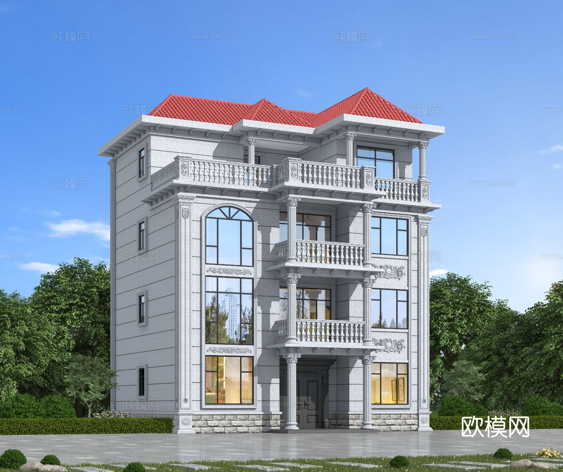 欧式自建房别墅su模型