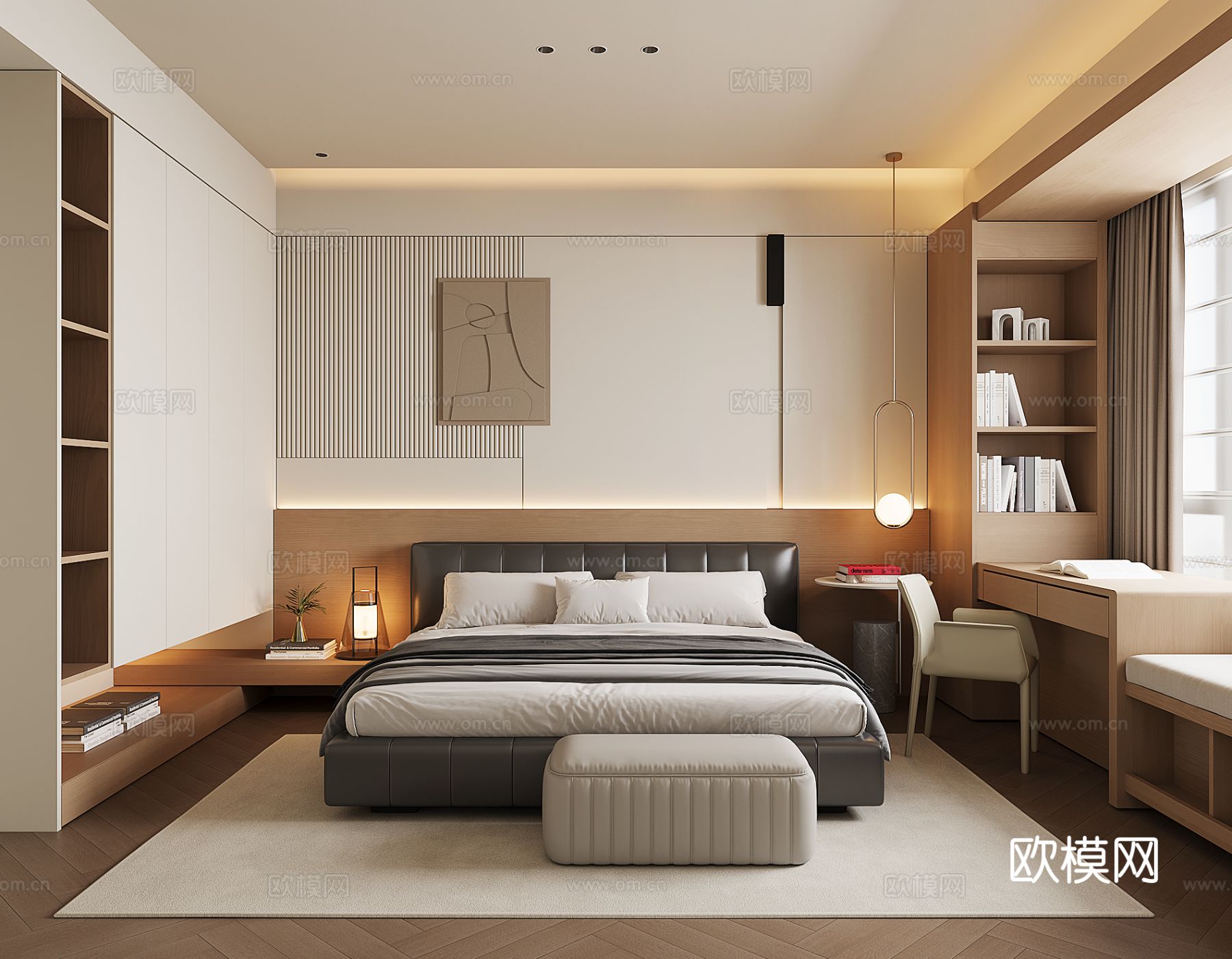 现代家居卧室su模型