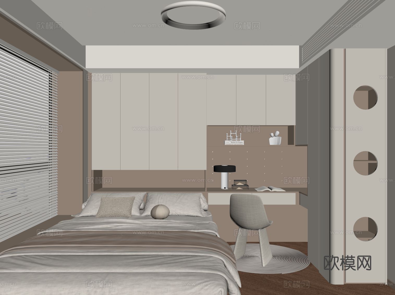 现代榻榻米卧室su模型