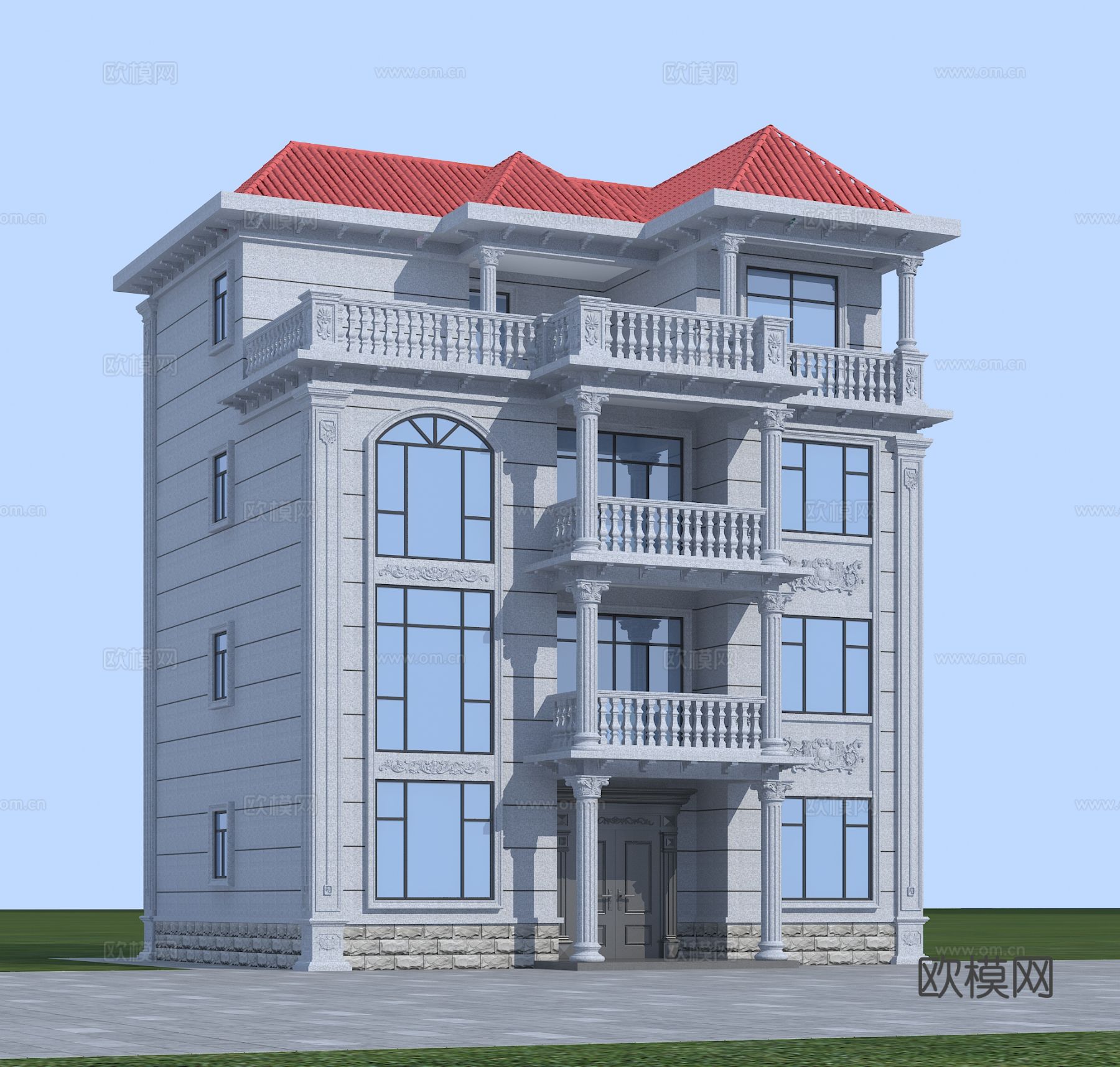 欧式自建房别墅su模型