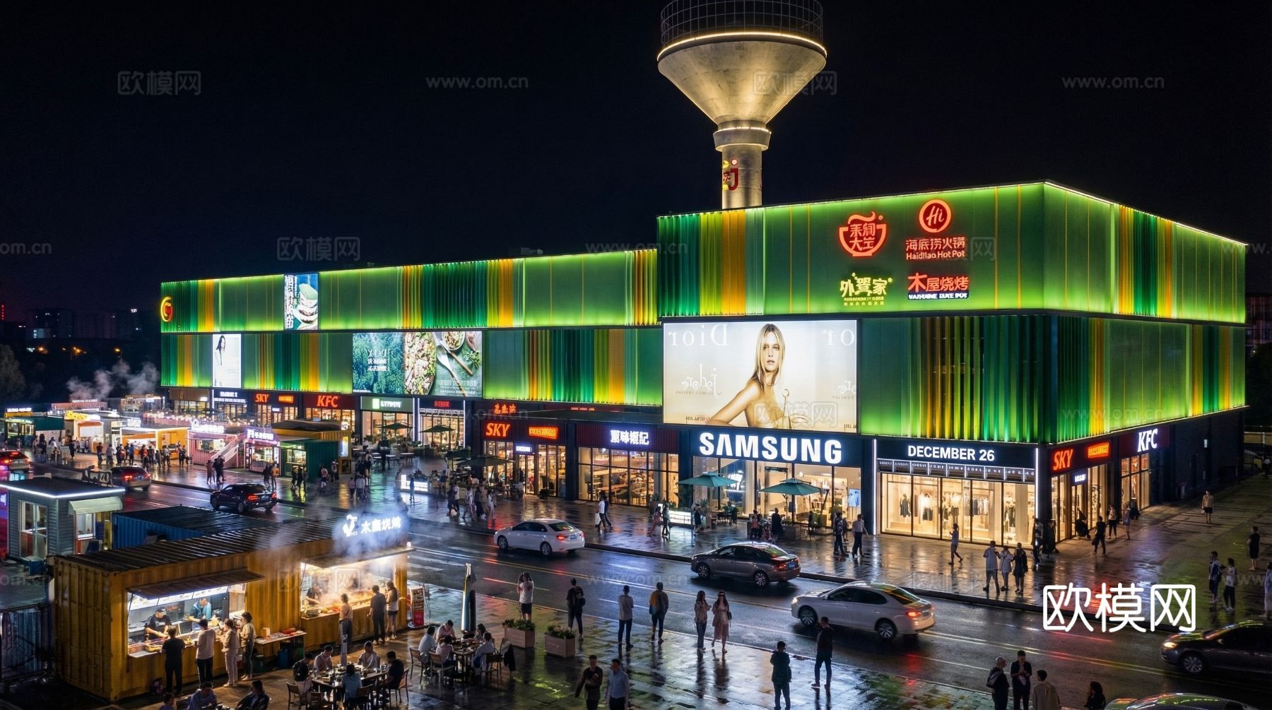 2万平方现代网红商业综合体su模型下载（渲染图5）