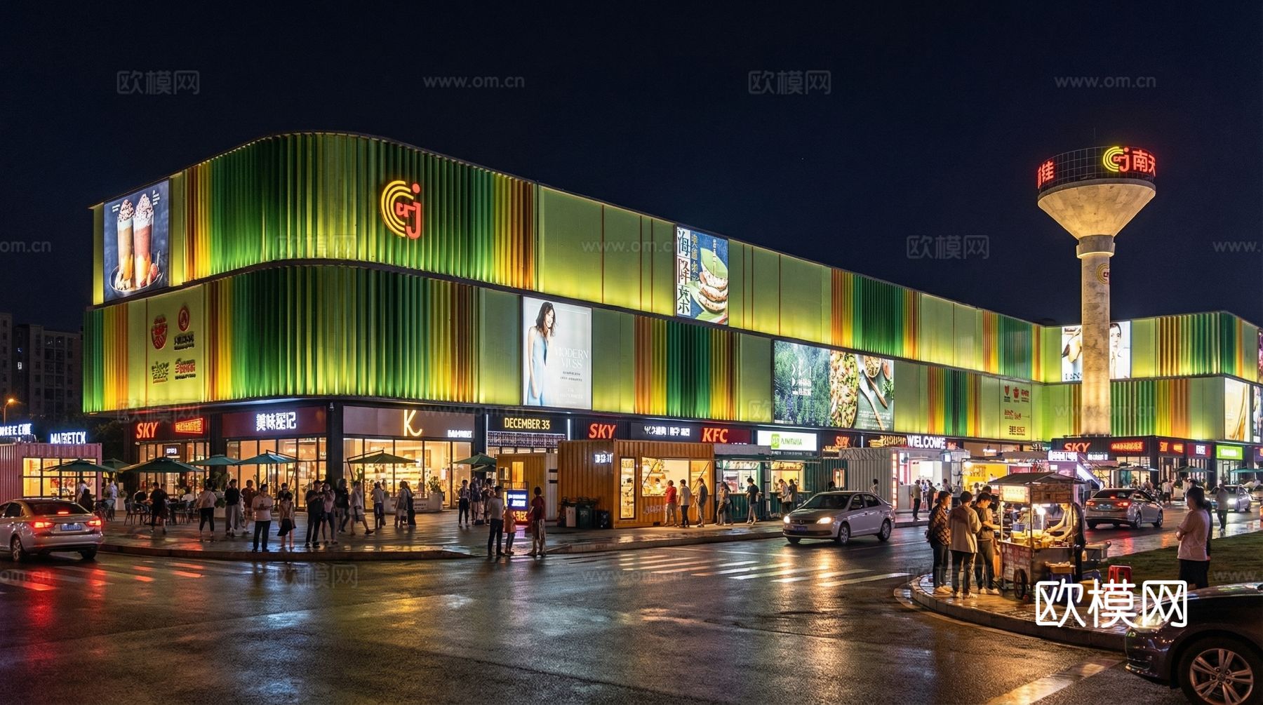 2万平方现代网红商业综合体su模型下载（渲染图4）