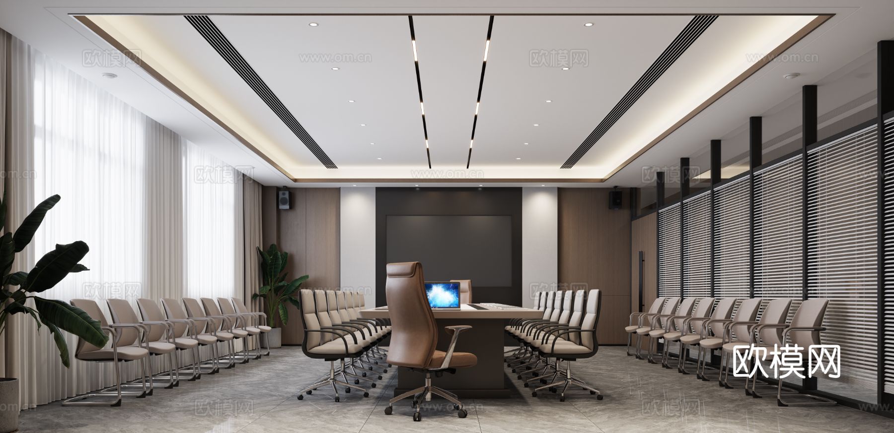 企业单位会议室3d模型下载（渲染图1）