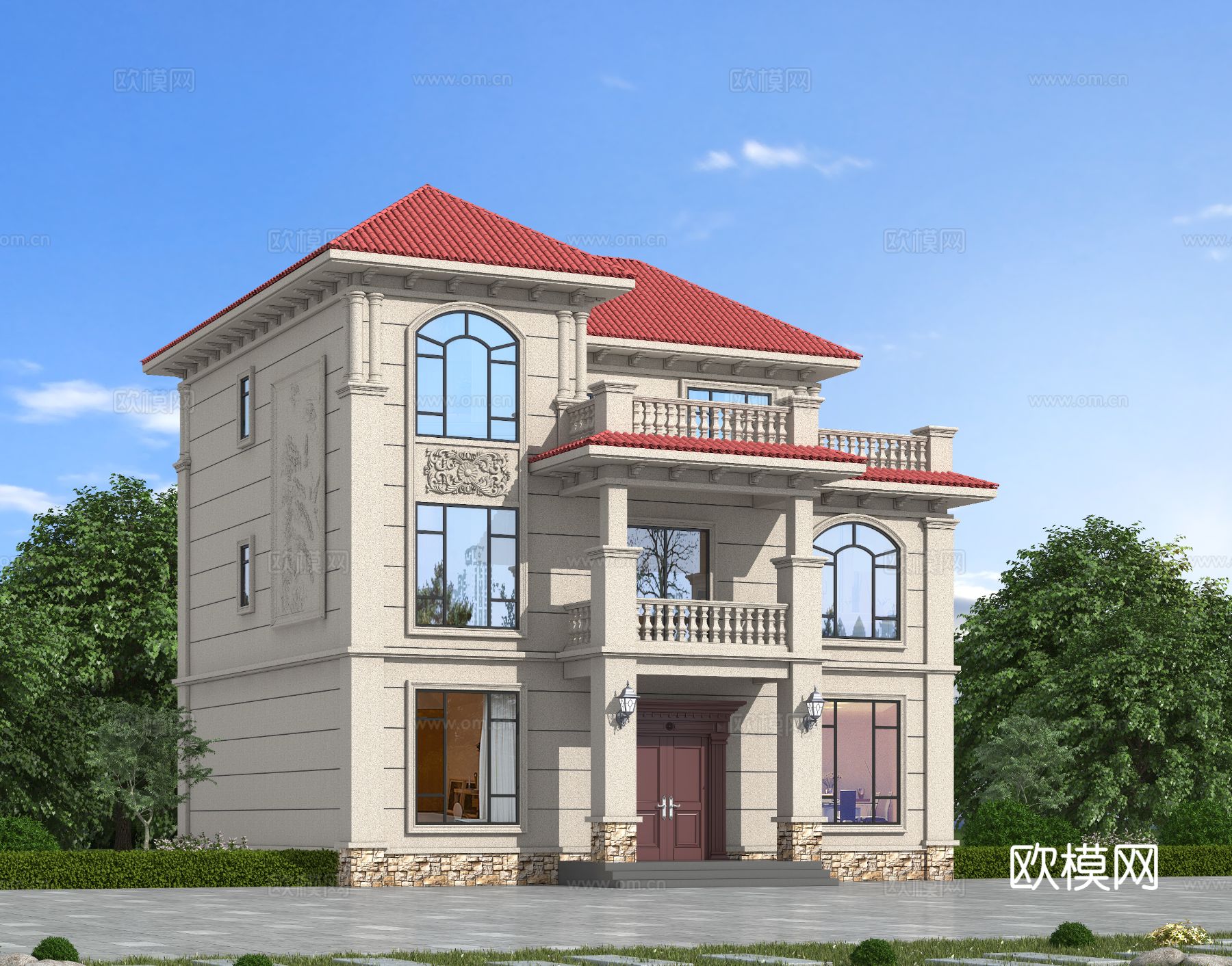 欧式独栋别墅 自建房别墅su模型