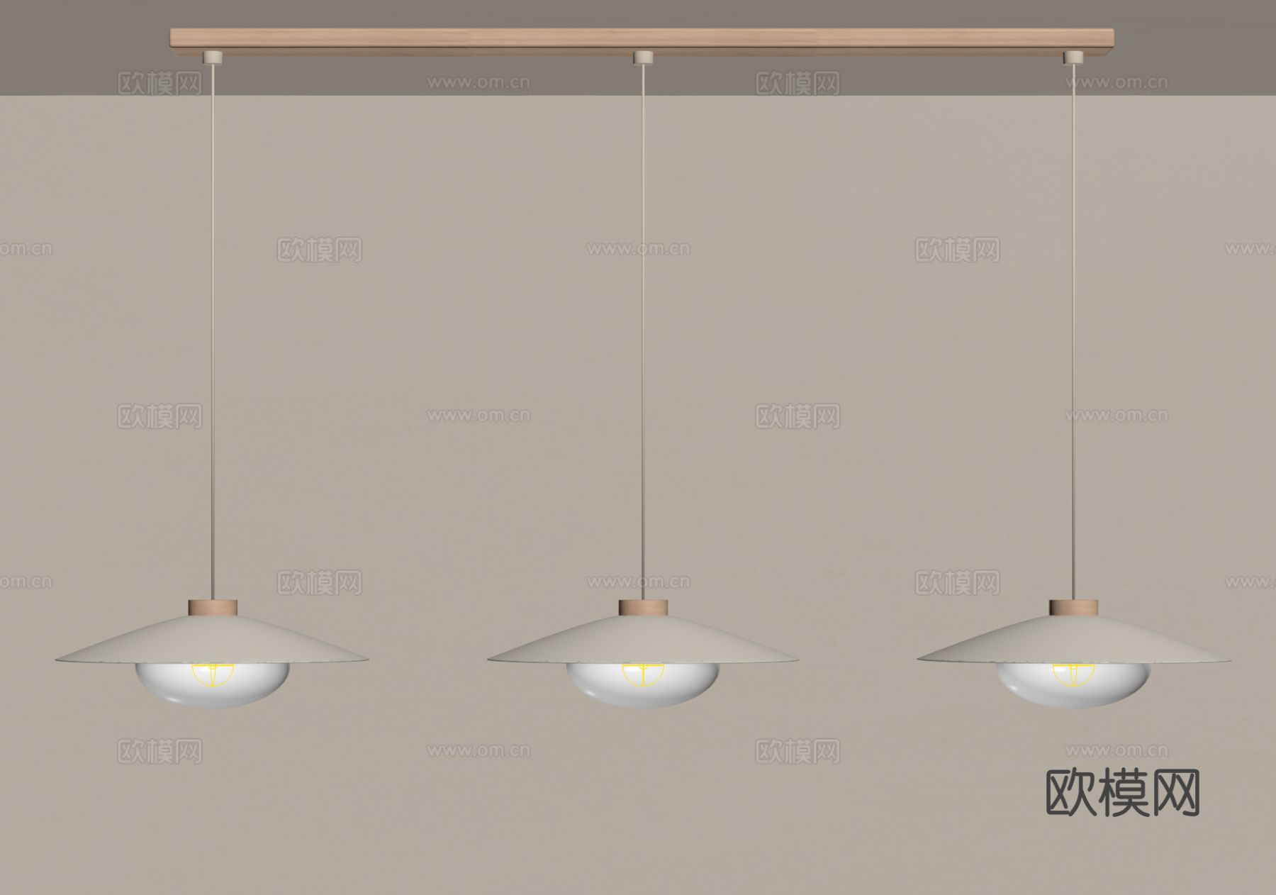 现代奶油餐厅吊灯su模型