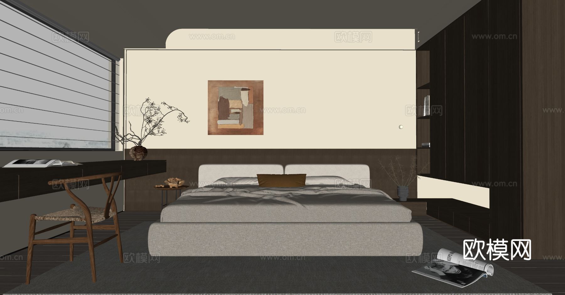 中古风卧室su模型