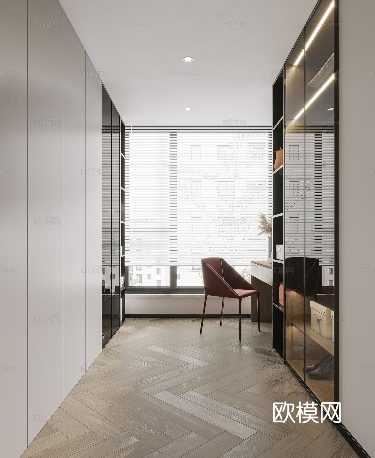 现代别墅高级灰卧室餐厅客厅大平层效果图下载（渲染图6）