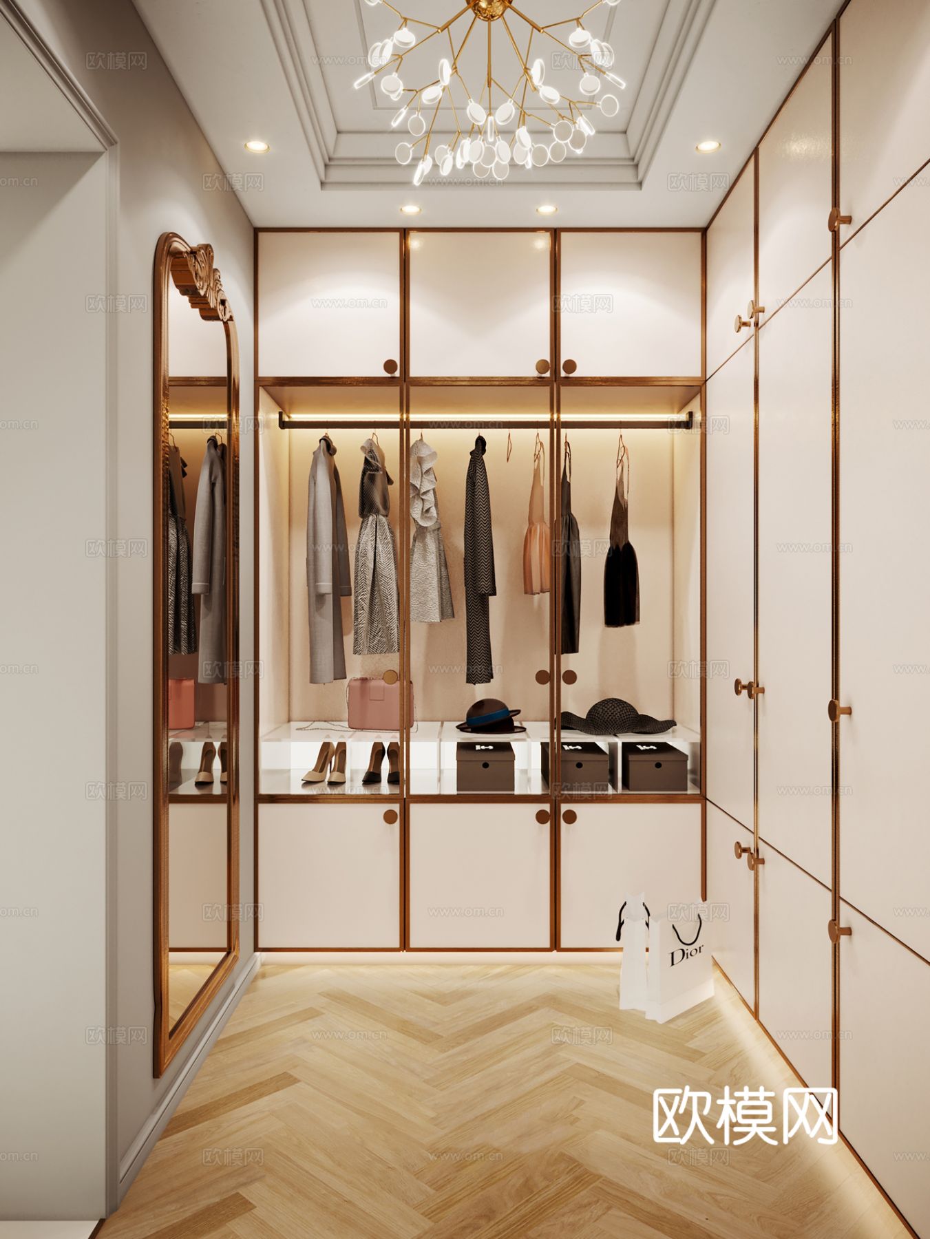 欧美侘寂风别墅高级灰卧室餐厅客厅大平层效果图下载（渲染图12）