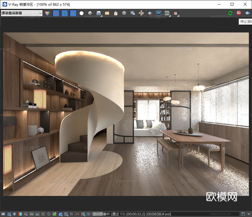 唐忠汉|现代客餐厅3d模型下载（渲染图3）
