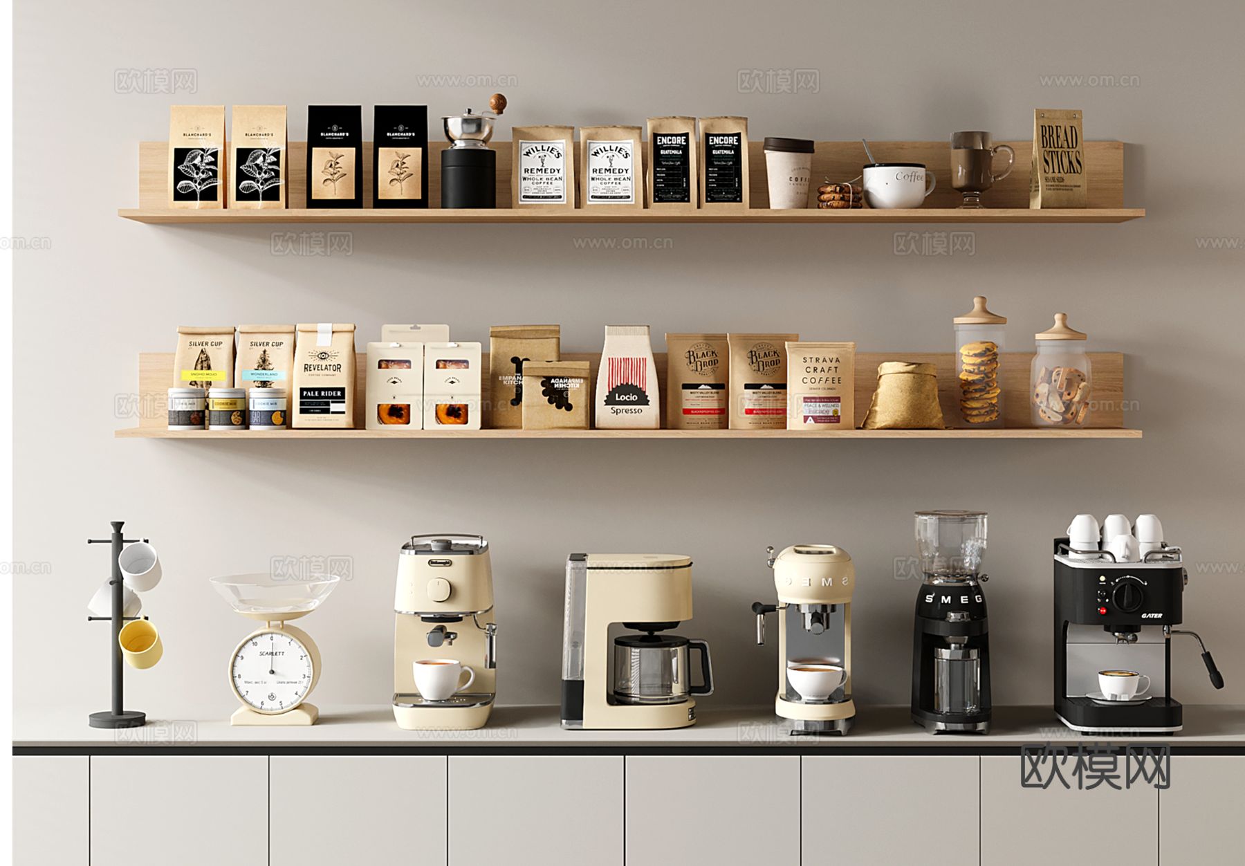 现代咖啡机 咖啡袋 咖啡用品 厨房用品 食物su模型