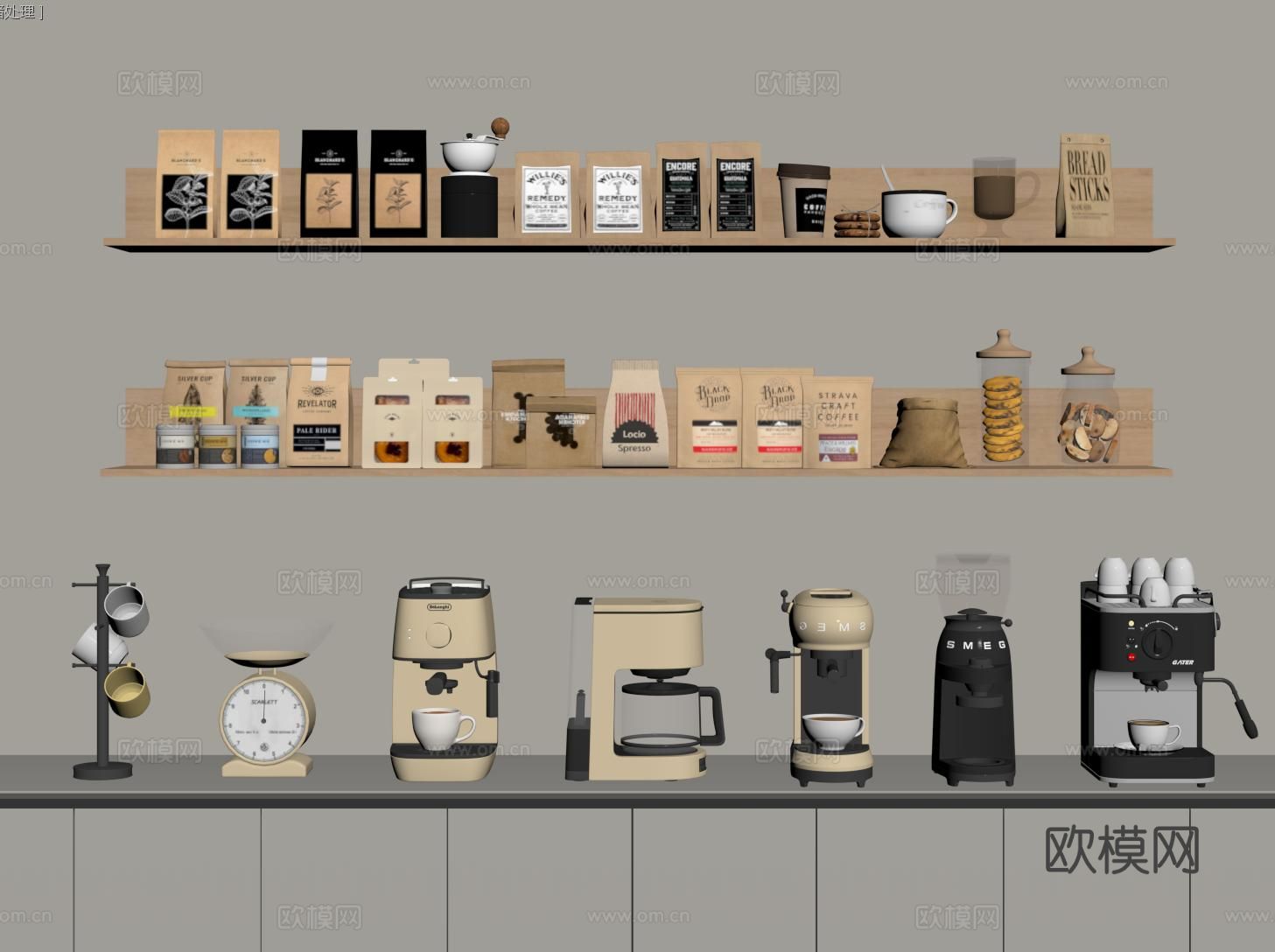 现代咖啡机 咖啡袋 咖啡用品 厨房用品 食物su模型