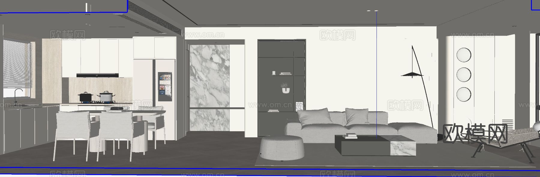 现代客餐厅su模型