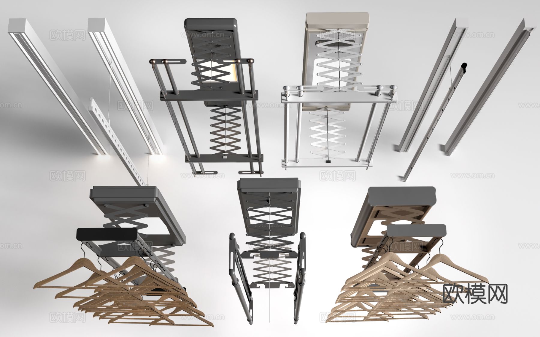 现代电动晾衣架 折叠晾衣架su模型下载（渲染图1）