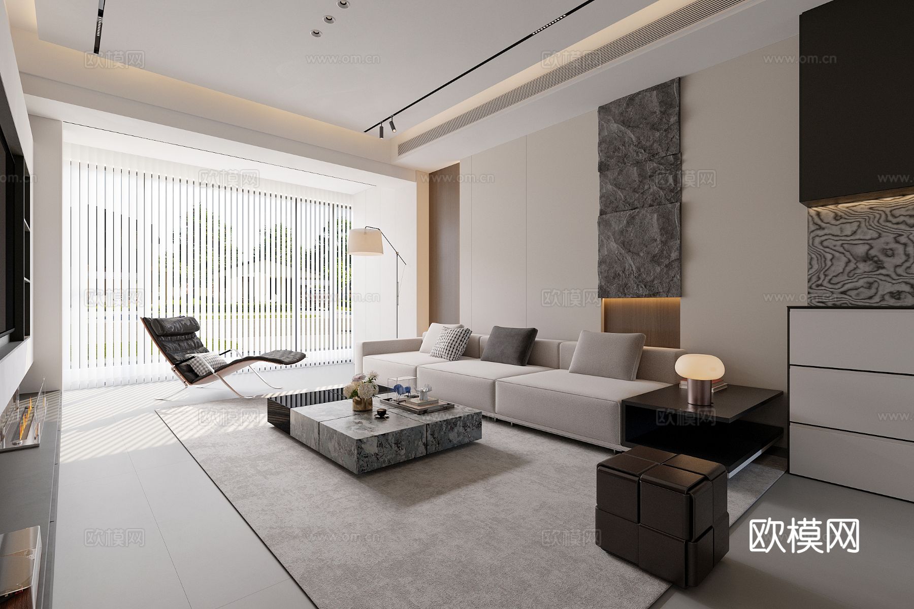 意式无主灯客厅su模型