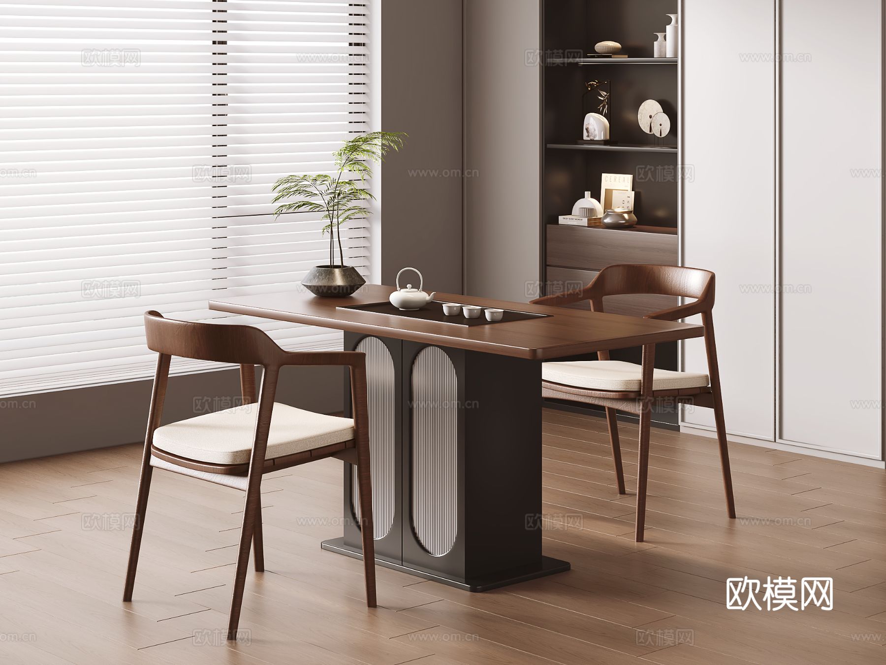 现代茶室 茶桌椅su模型