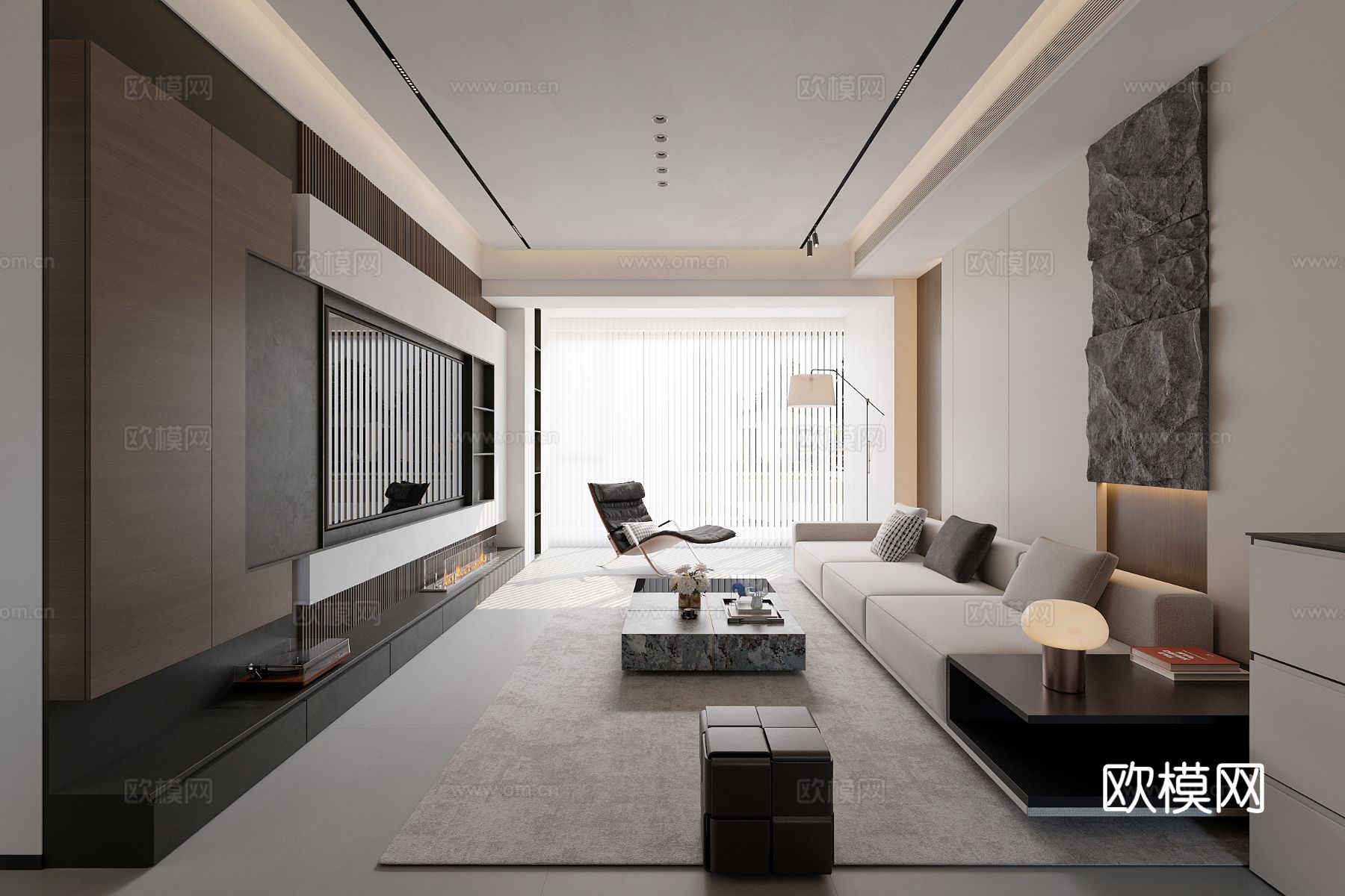 意式无主灯客厅su模型