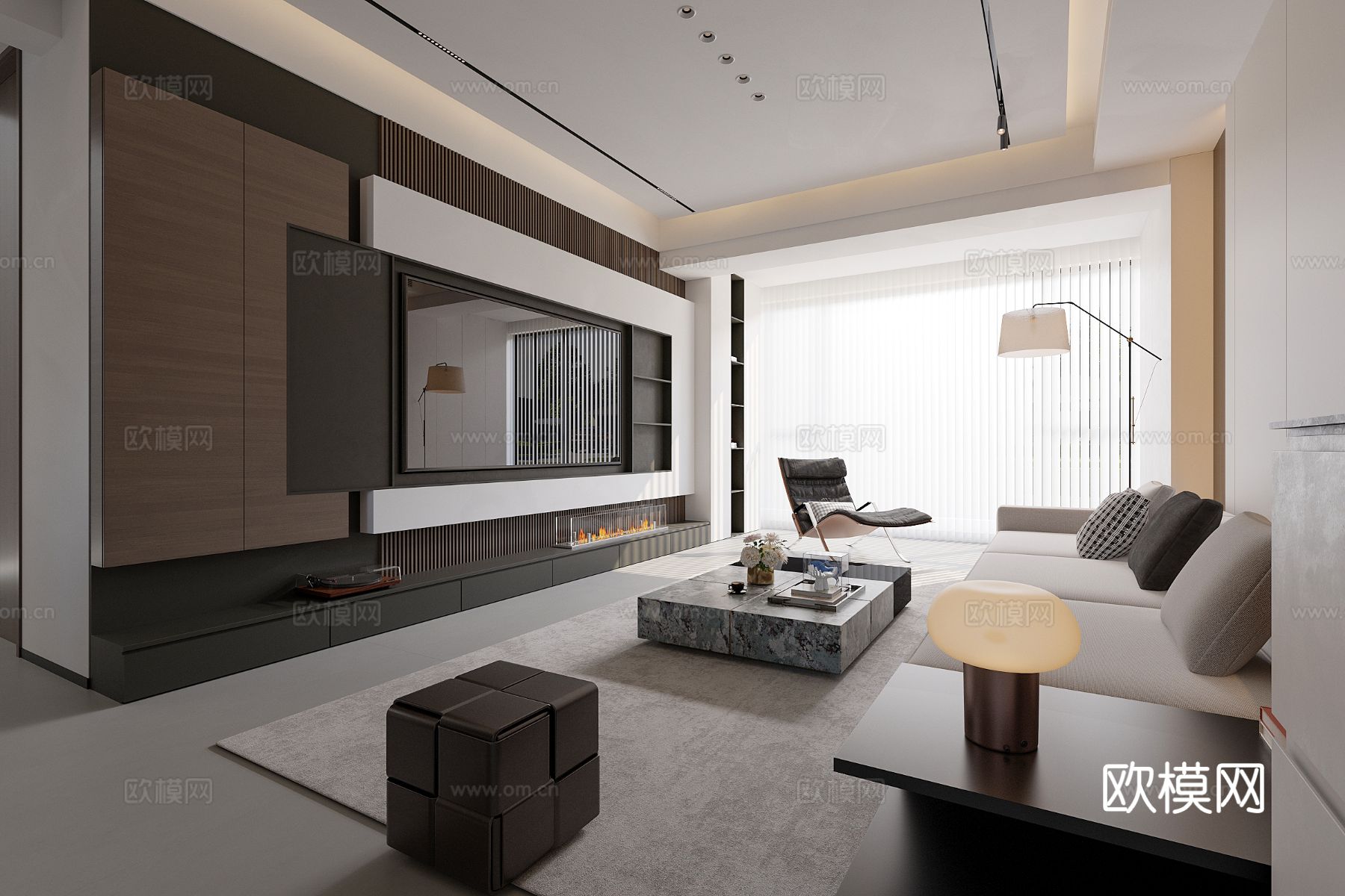 意式无主灯客厅su模型