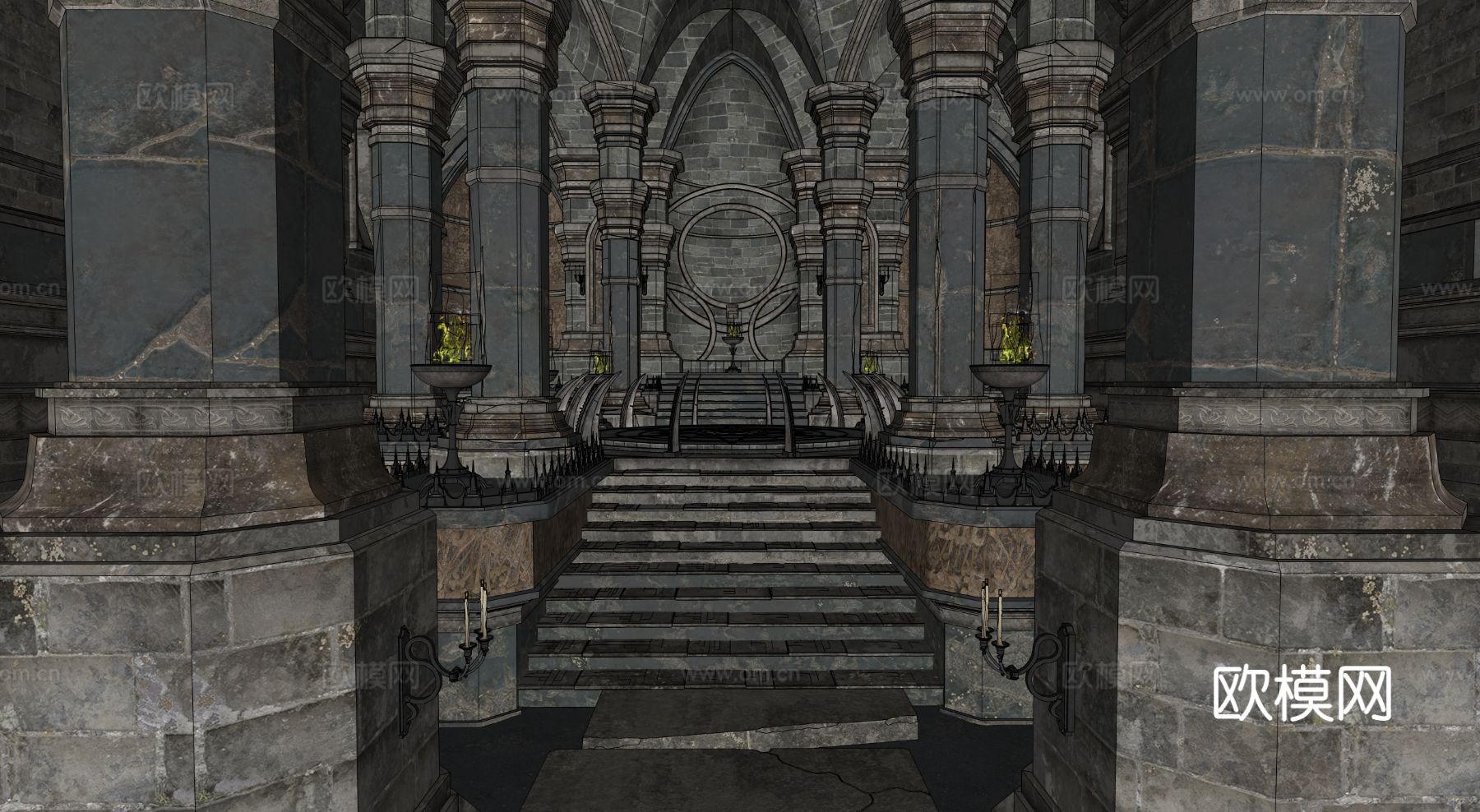 中世纪建筑 西方建筑 复古房屋 西方祭坛 祭台su模型