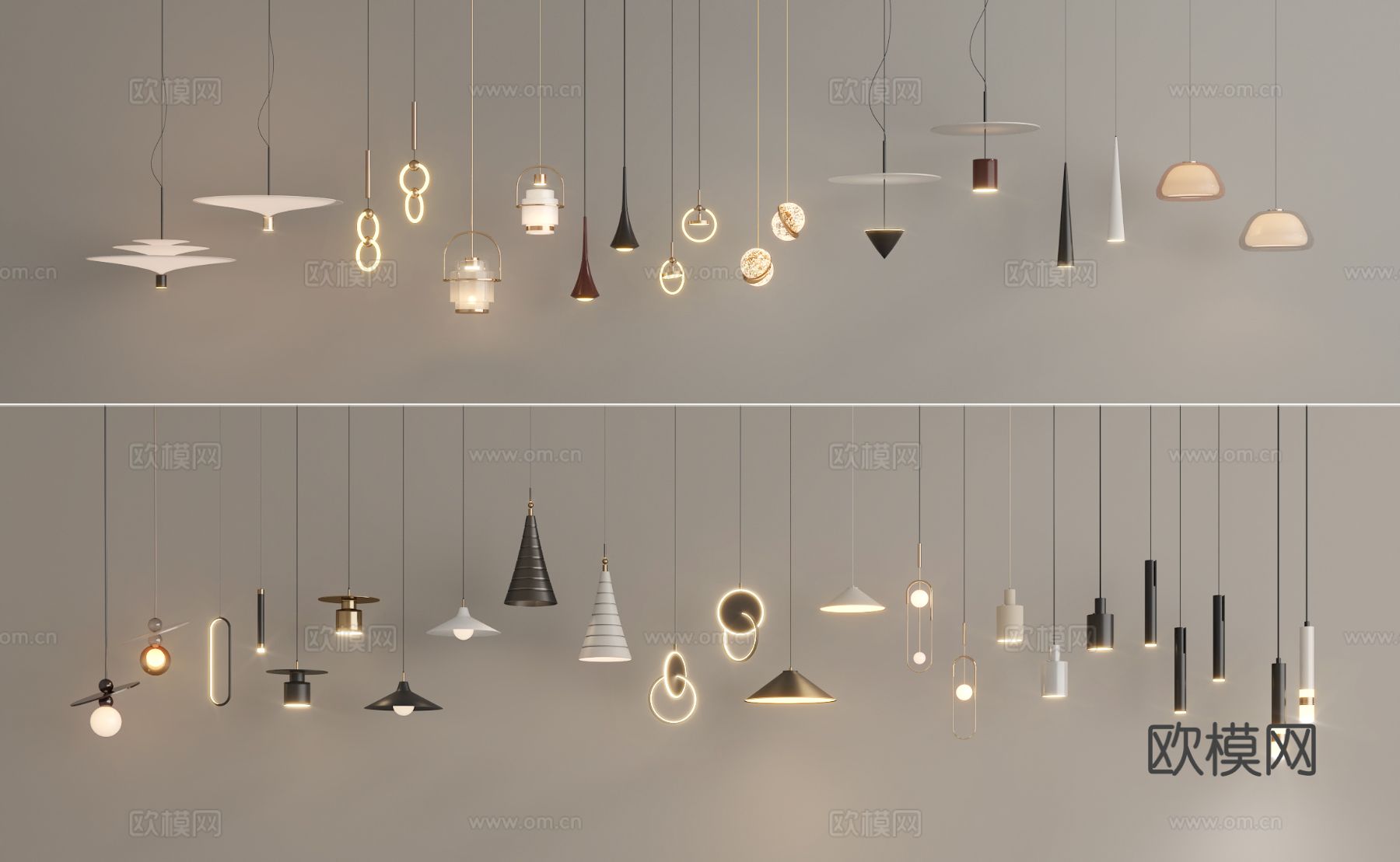 现代吊灯组合3d模型