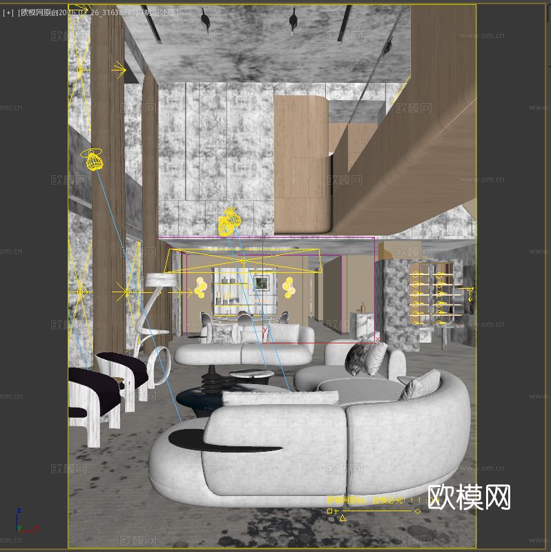 黄全 南天名苑 复式别墅客厅3d模型下载（渲染图4）