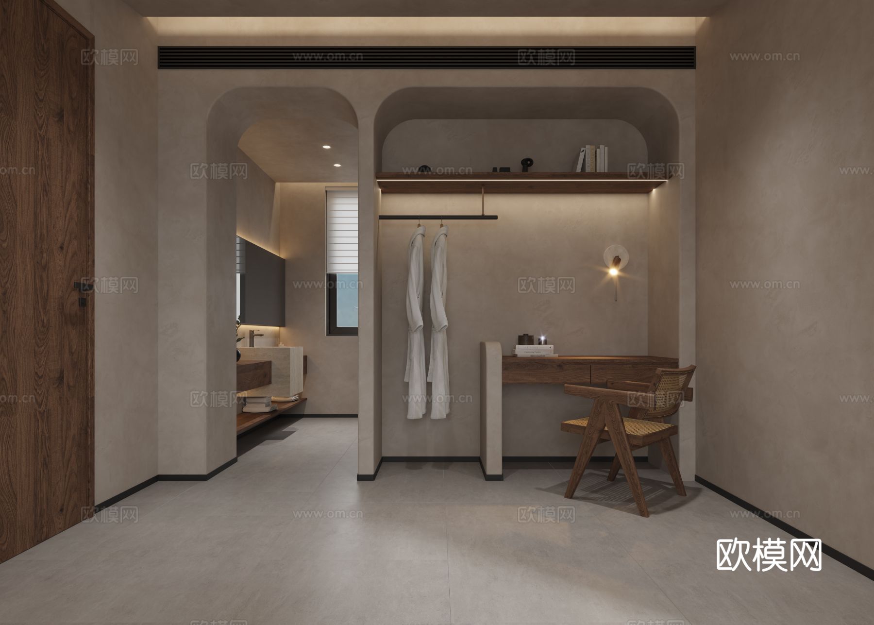 酒店客房  民宿客房   侘寂风酒店客房3d模型