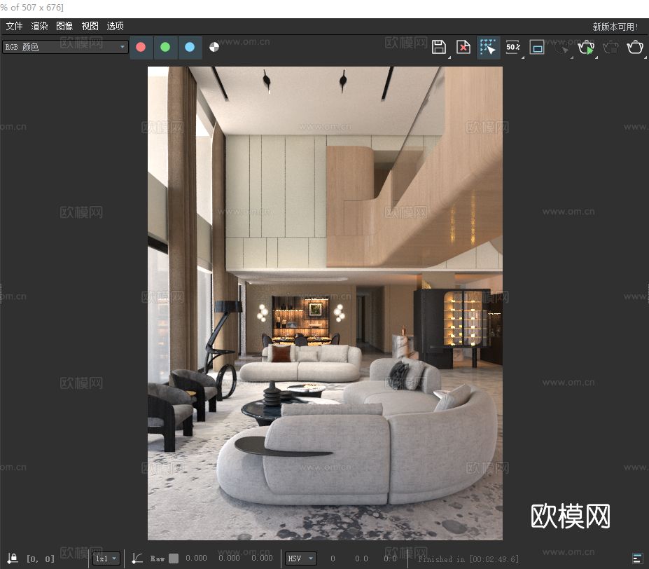 黄全 南天名苑 复式别墅客厅3d模型下载（渲染图3）
