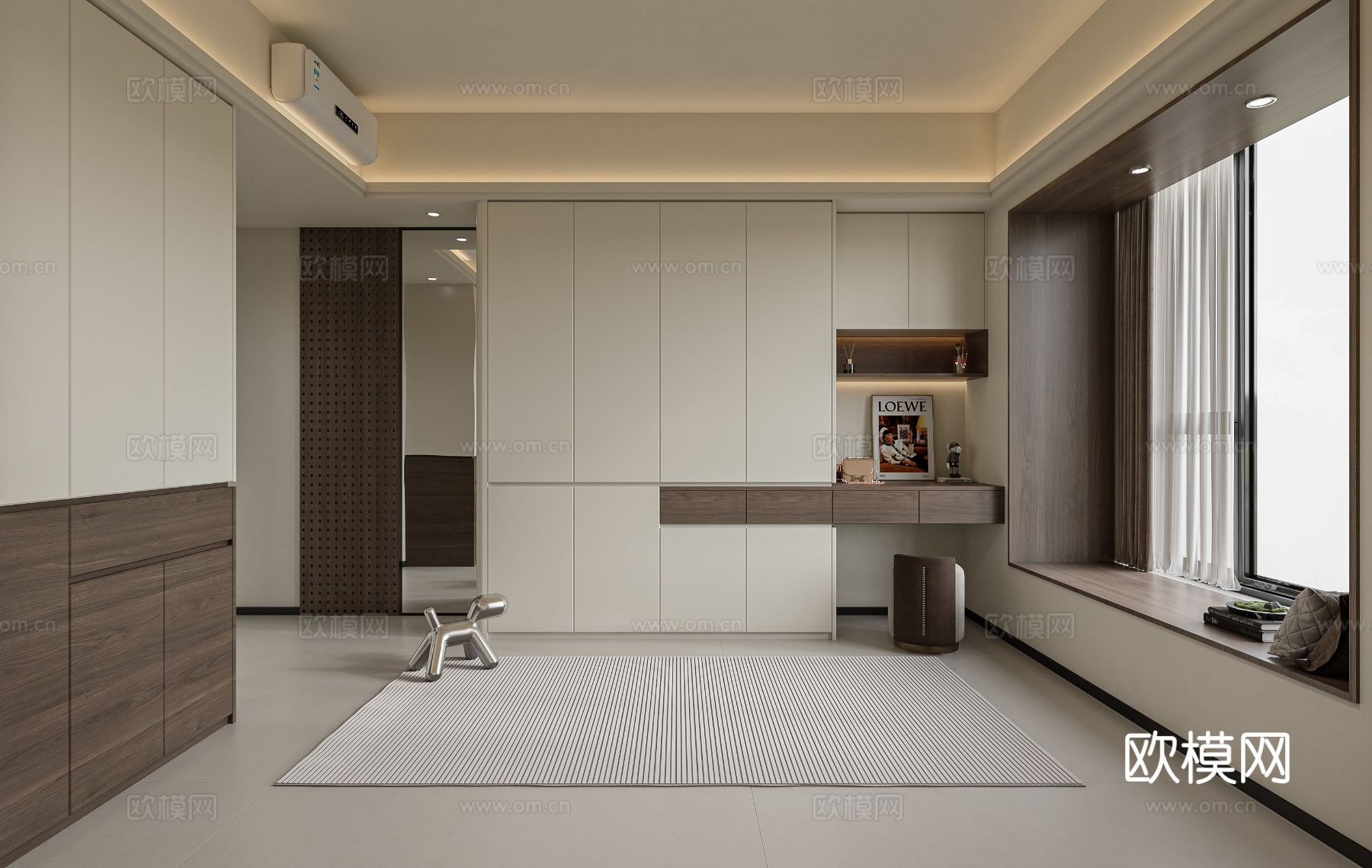 中古风简约卧室衣柜3d模型