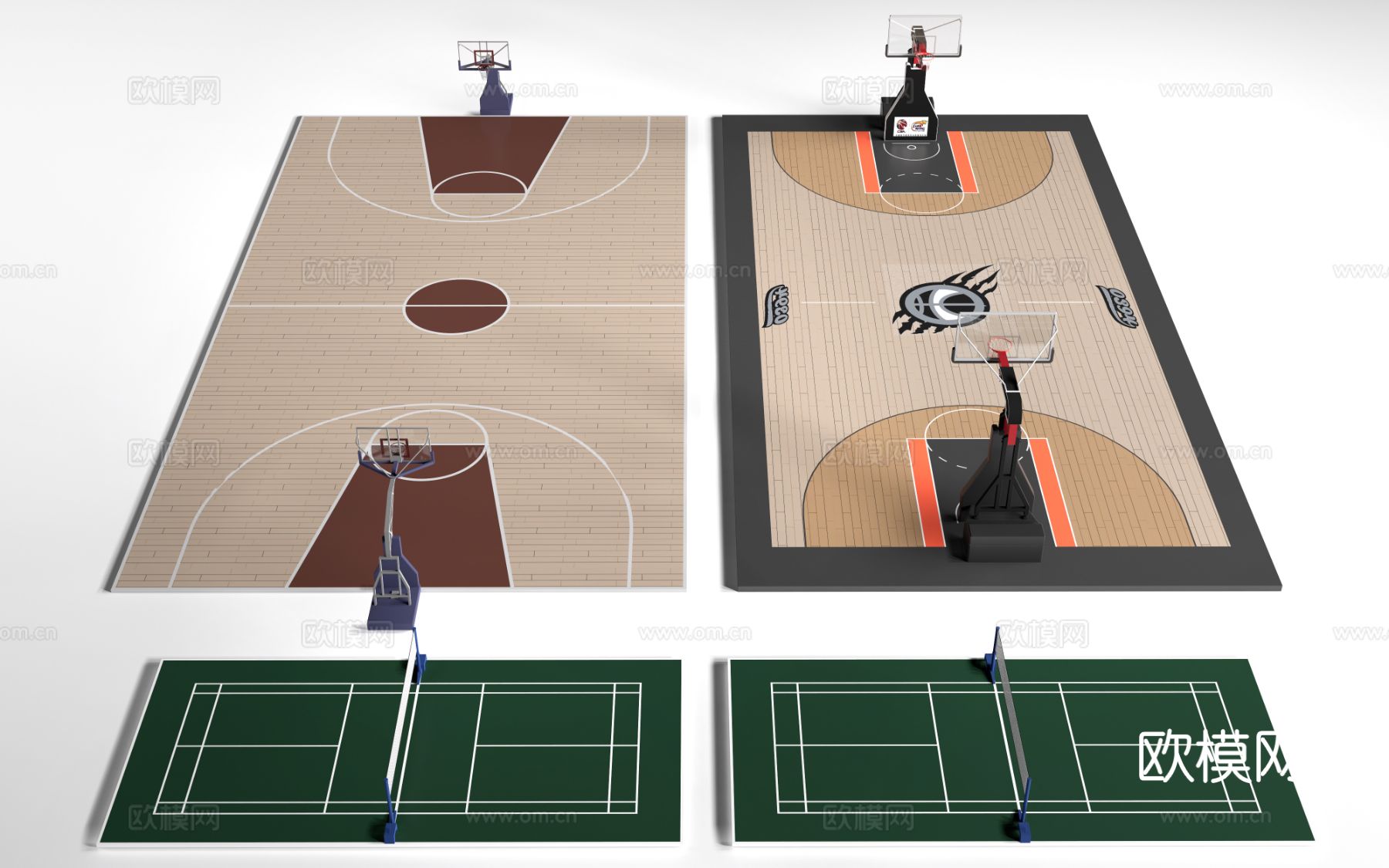 现代篮球场 运动场 室内球场su模型