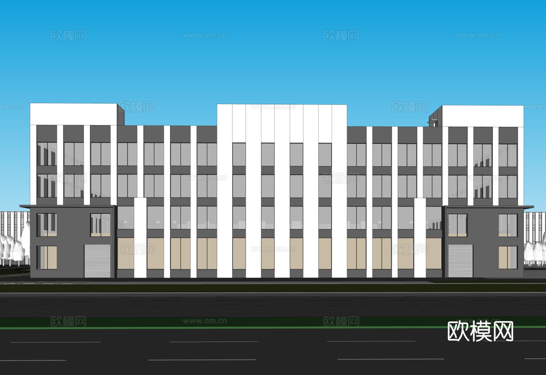 现代工业厂房 现代产业园 多层办公 厂房 产 产业园 办公楼su模型