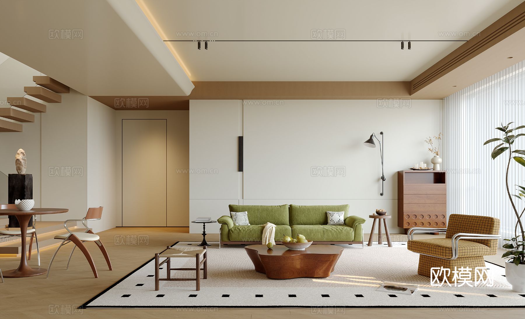 中古风客餐厅su模型