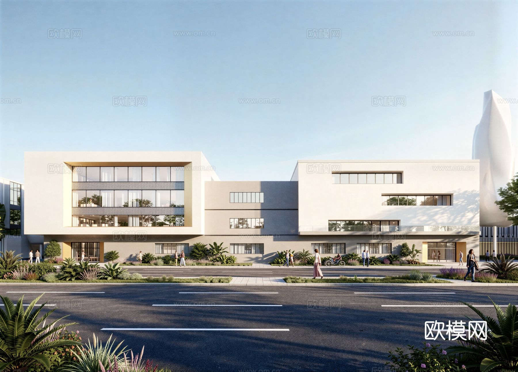 现代工业厂房 现代产业园 多层办公 厂房 产 产业园 办公楼su模型