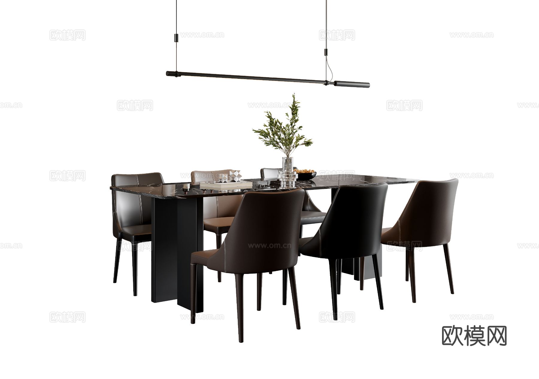 现代意式餐桌椅su模型