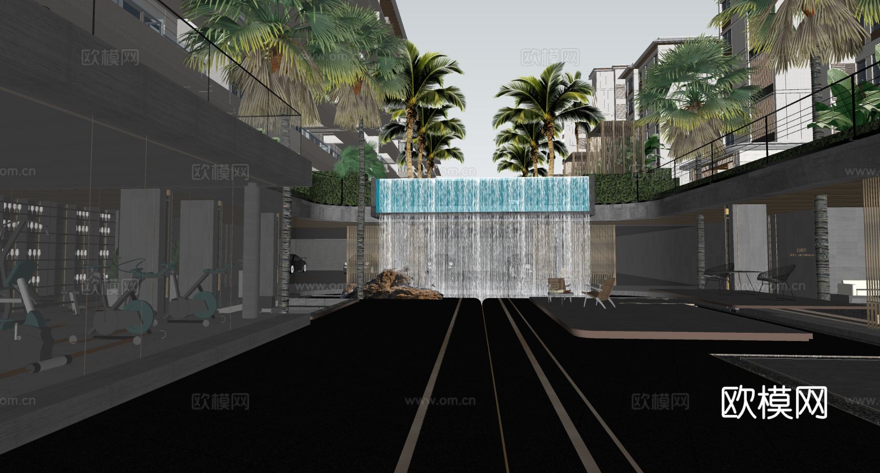 现代庭院花园 庭院景观 小区景观su模型