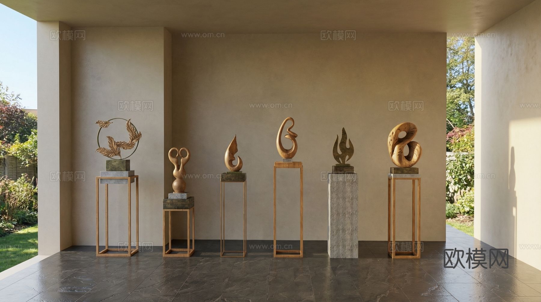 现代  新中式雕塑摆件su模型