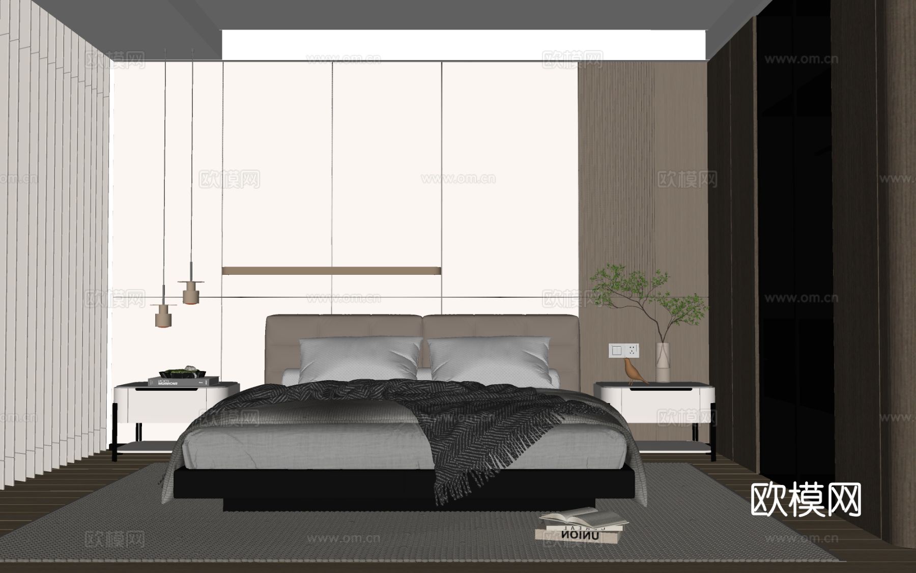 现代卧室su模型