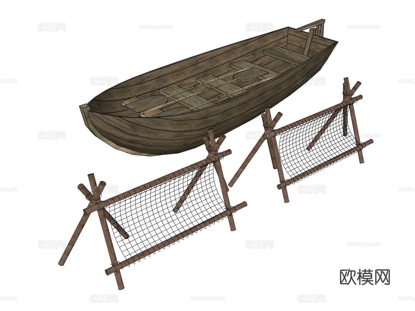 渔船木船su模型