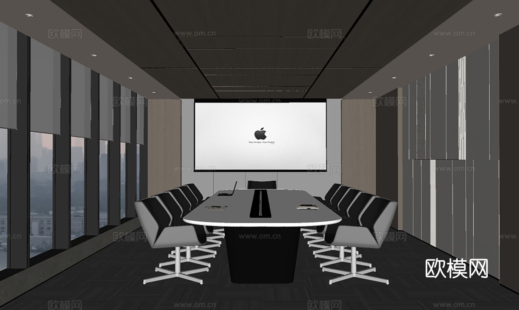 现代会议室su模型