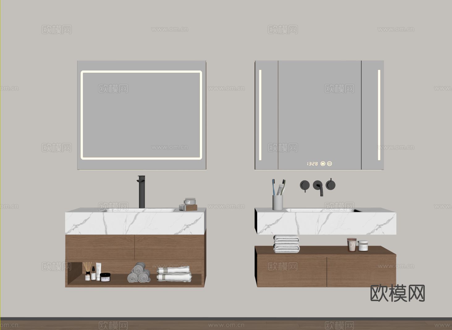 现代悬空浴室柜 洗手台 卫浴柜 洗手池su模型