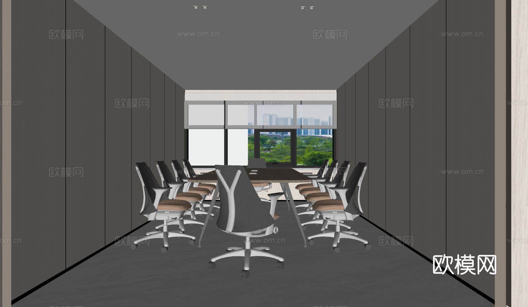 现代会议室su模型