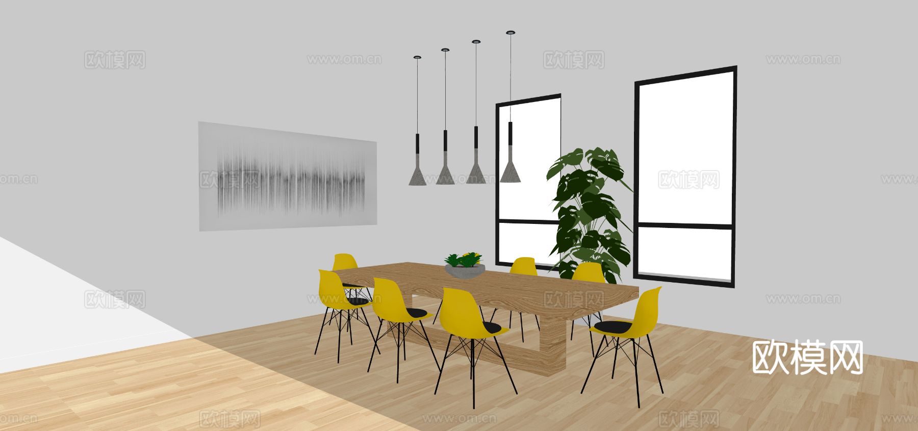 现代简约餐厅su模型