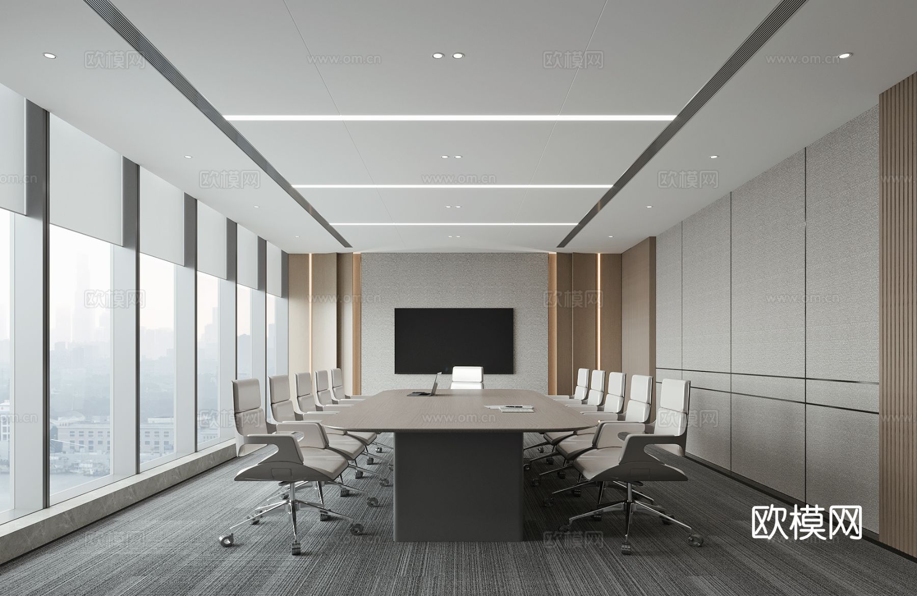 现代会议室su模型