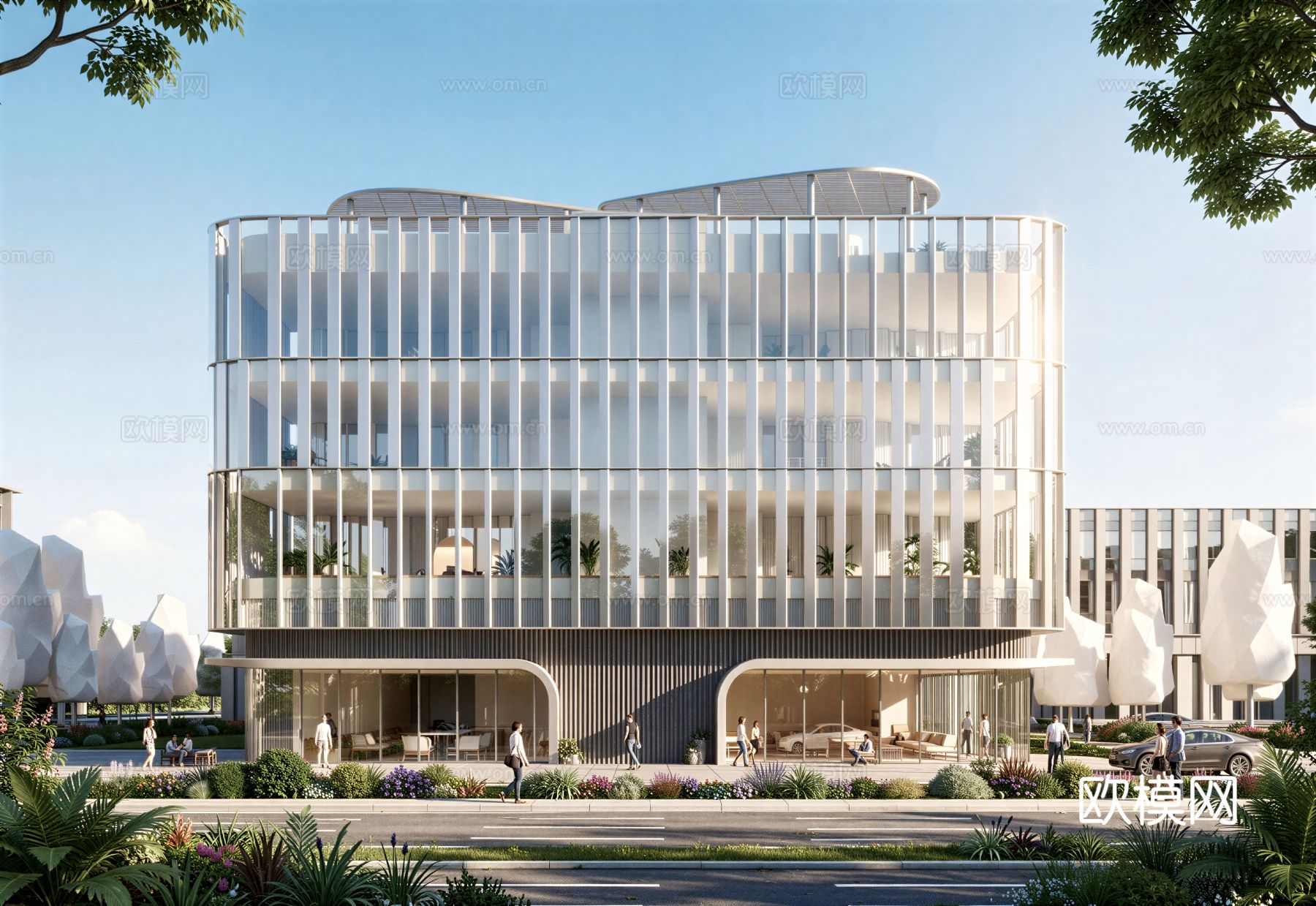 现代工业厂房 现代产业园 多层办公 厂房 产 产业园 办公楼su模型