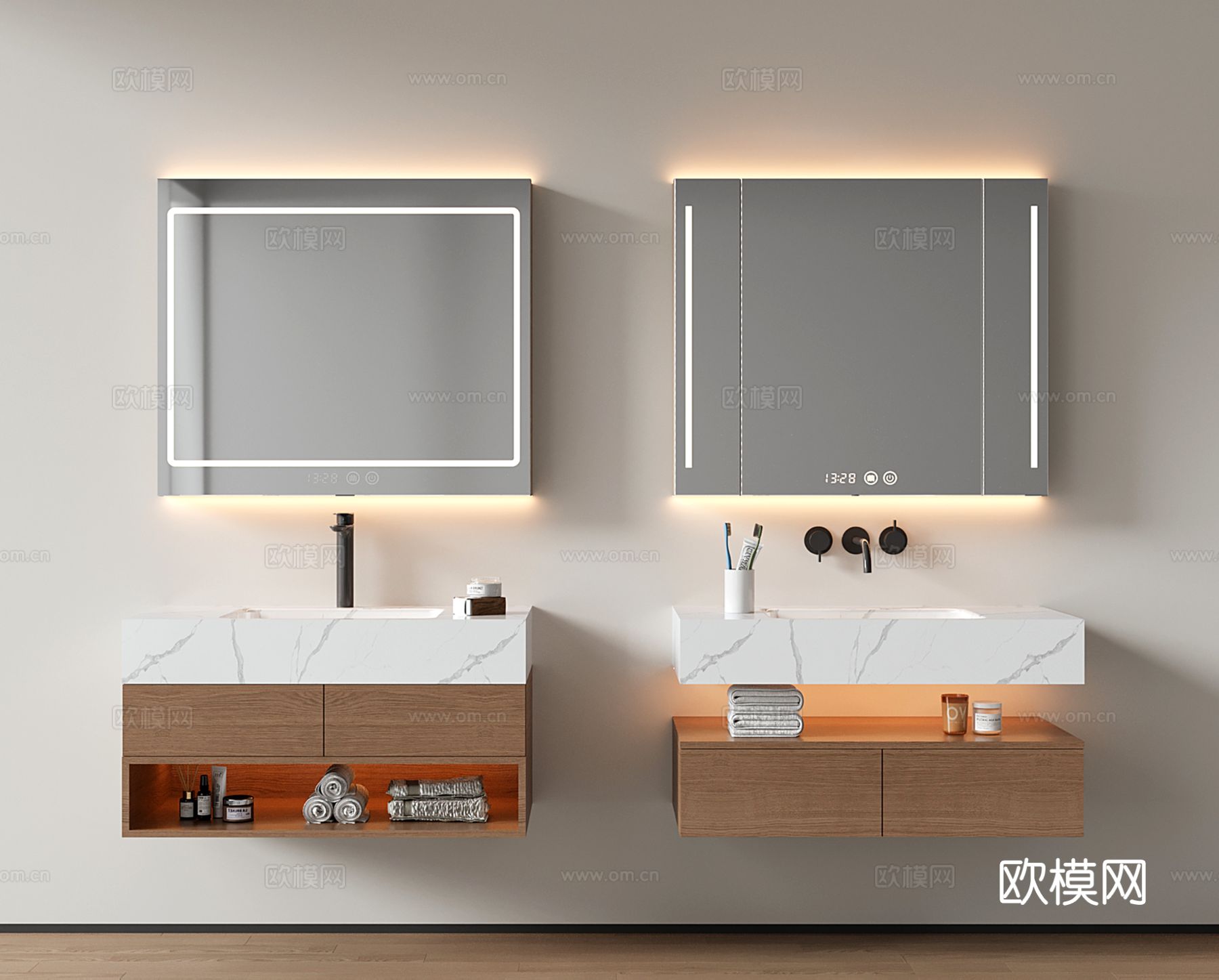 现代悬空浴室柜 洗手台 卫浴柜 洗手池su模型