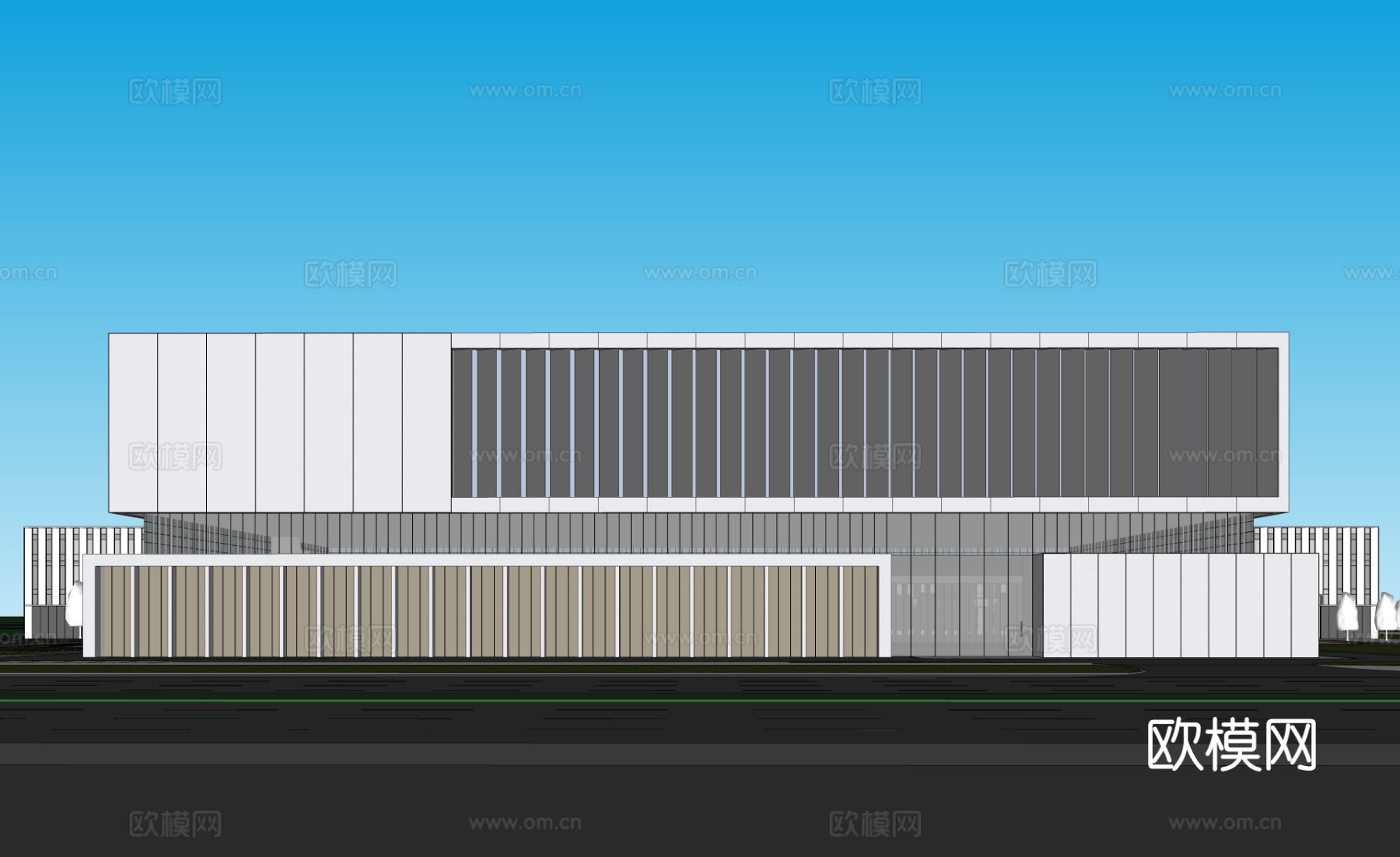 现代工业厂房 现代产业园 多层办公 厂房 产 产业园 办公楼su模型