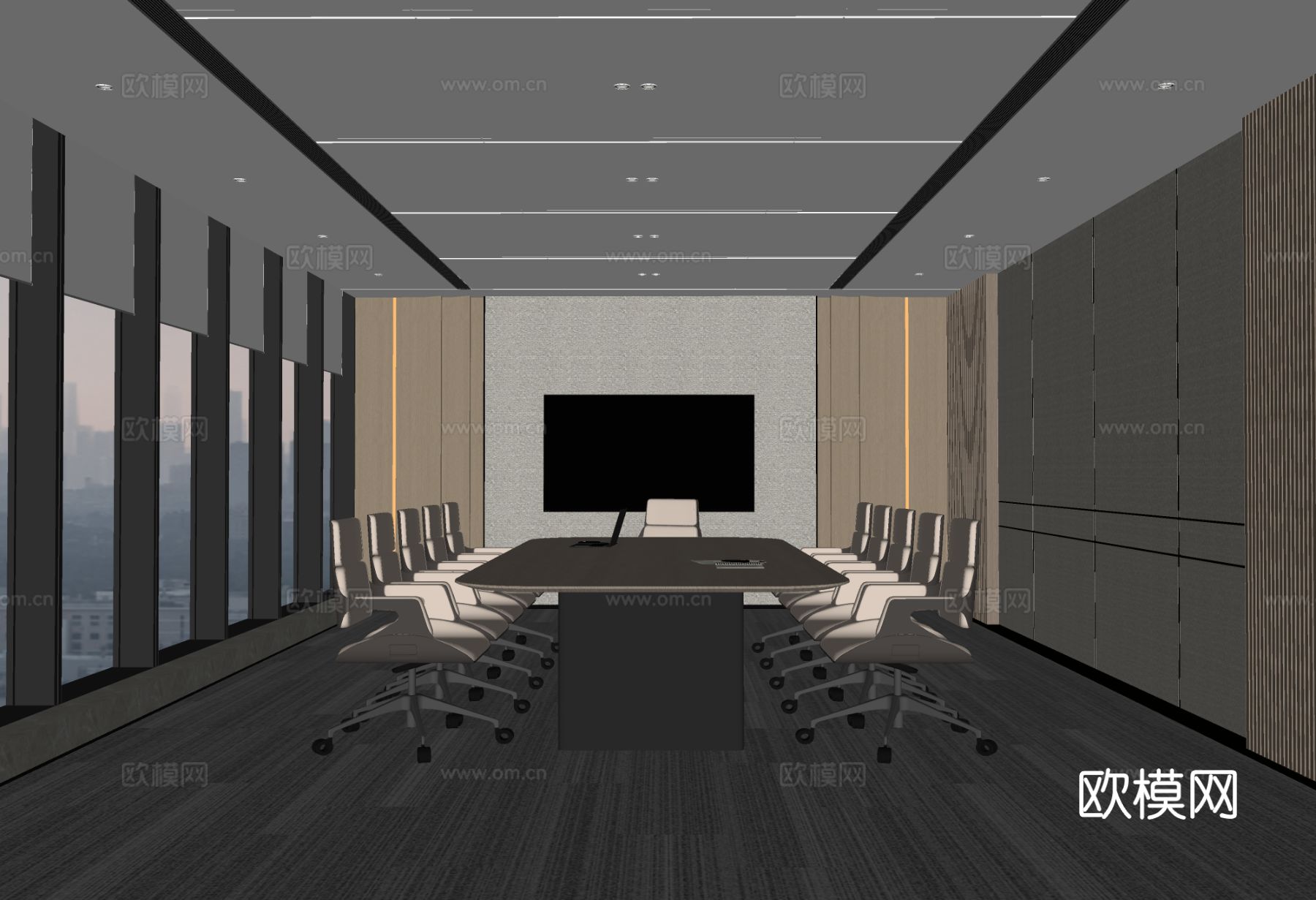 现代会议室su模型