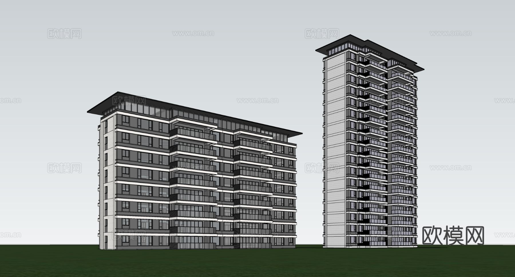现代高层住宅  小区住宅建筑 小区洋房建筑su模型