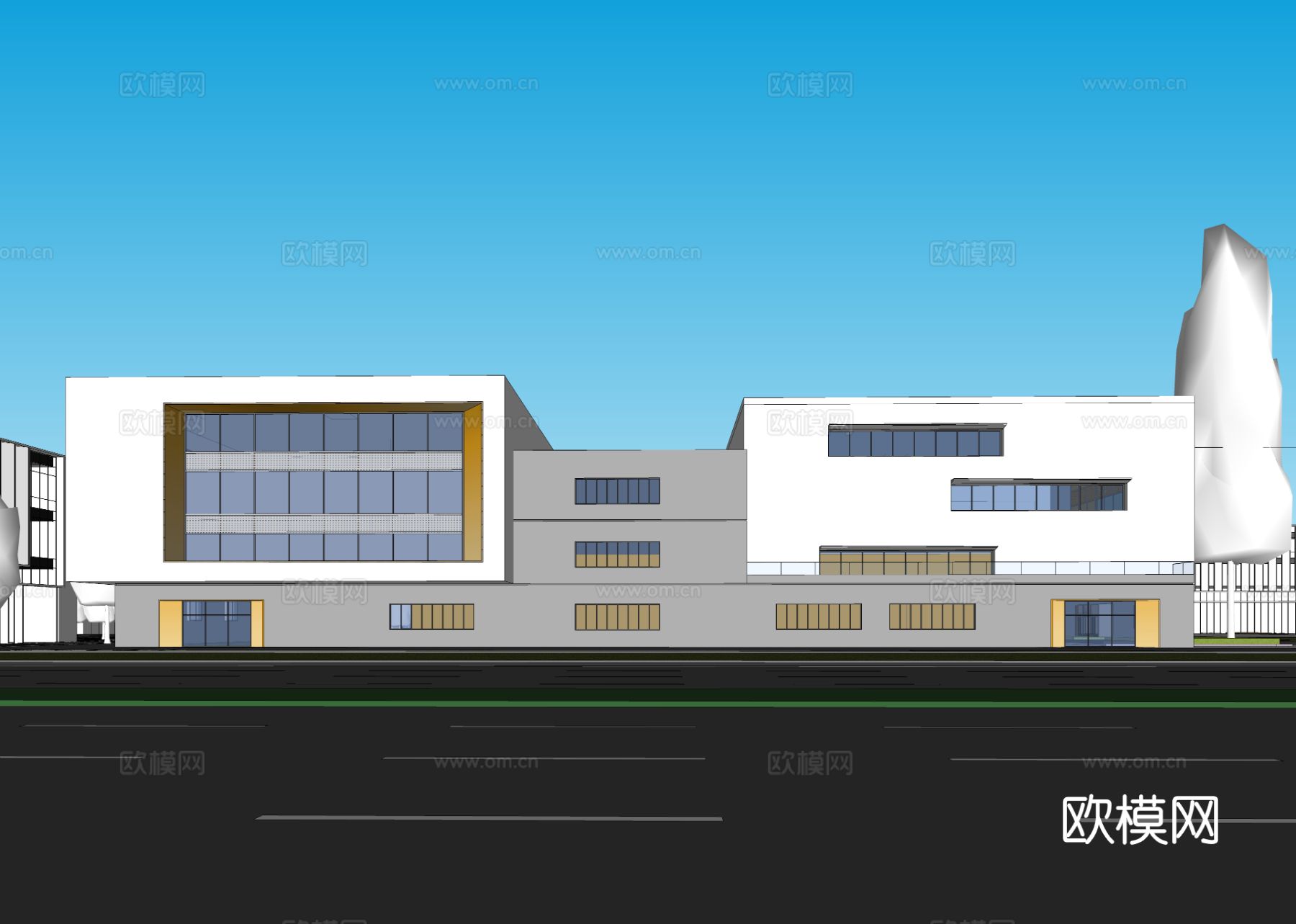 现代工业厂房 现代产业园 多层办公 厂房 产 产业园 办公楼su模型