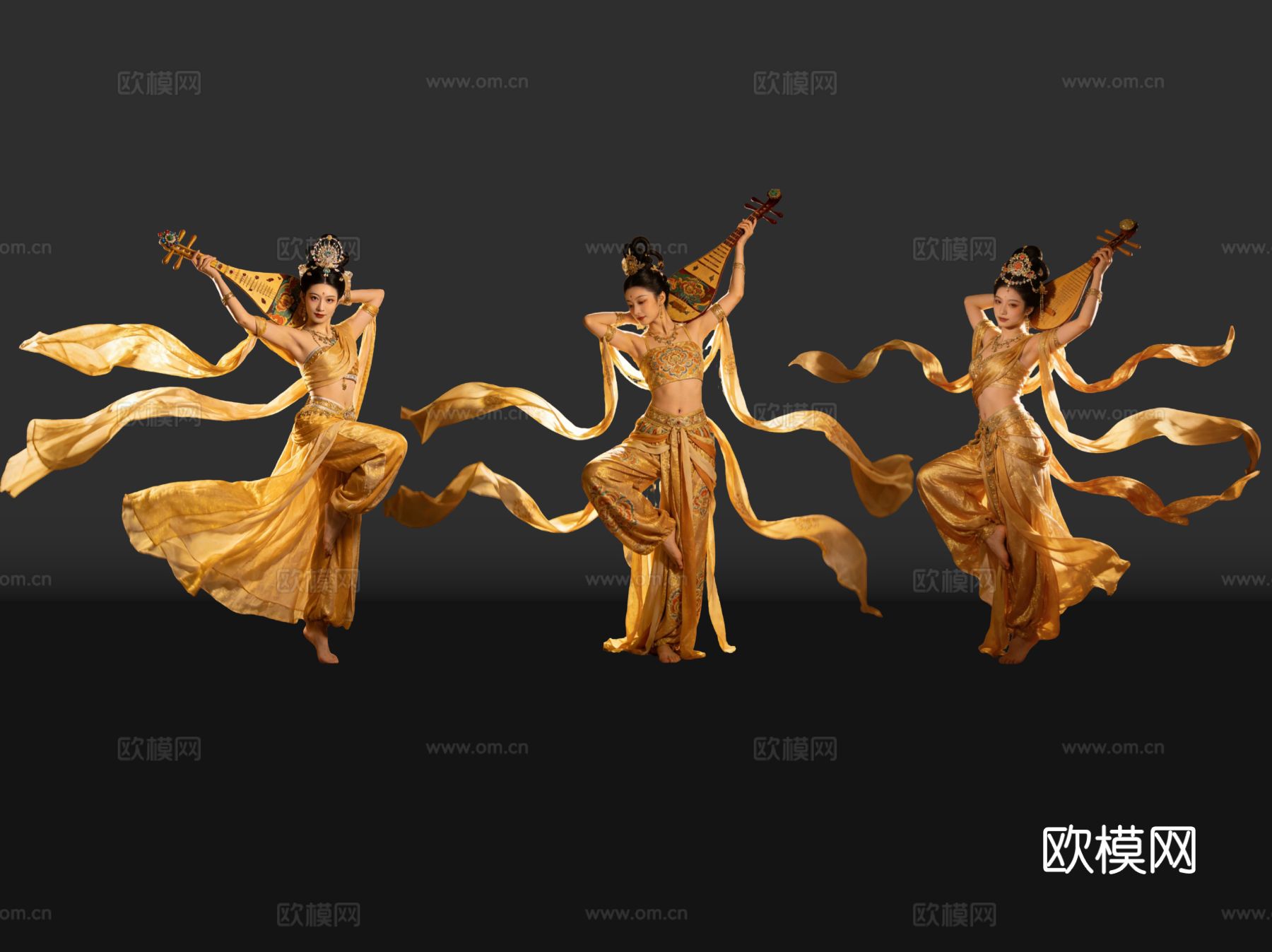 2D敦煌美女 敦煌舞蹈 古装美女 古典美人 跳舞su模型